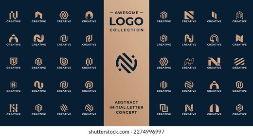 collection of initial letter N logo design template.