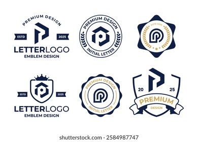 Collection Of Initial Letter P Emblem Logo Design Template