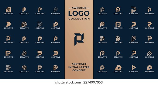 colección de la plantilla de diseño del logotipo P de la letra inicial.