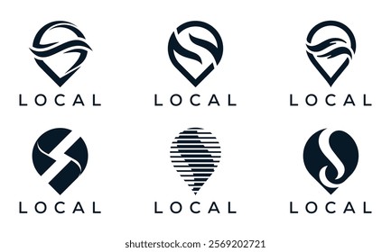 collection of initial letter S local map pin logo design graphic vector