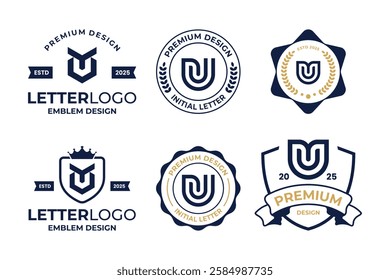 Collection Of Initial Letter U Emblem Logo Design Template