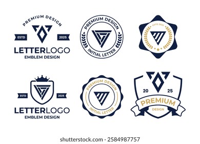 Collection Of Initial Letter V Emblem Logo Design Template