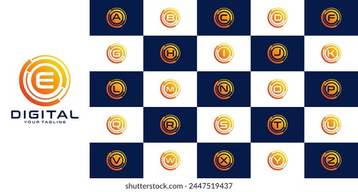 collection of initial letters a to z with logo design, with Abstract point connection technology, for technology, digital, connection, data
