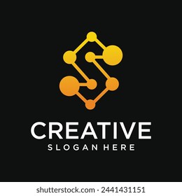 Collection of initial s monogram logo technology element design template for company