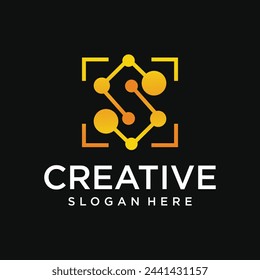 Collection of initial s monogram logo technology element design template for company