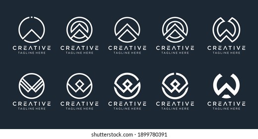 Collection initials W circle logo template. icons for business of fashion, simple.
