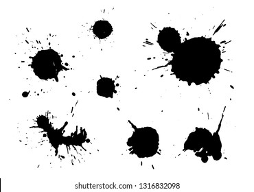 Collection Ink Blots Isolated On White Stock Vector (Royalty Free ...