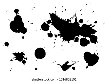 Collection of Ink blots isolated on white background