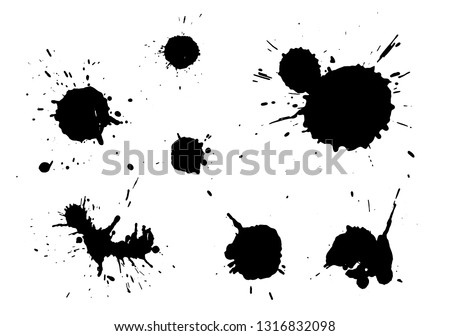 Collection of Ink blots isolated on white background