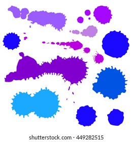 Collection of ink blots for your design. Isolated on a white background. Grunge design element. Vector illustration.