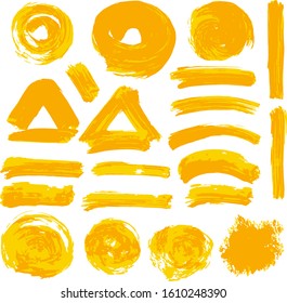 Collection of ink, brush strokes, brushes, lines, grungy. Dirty elements of decoration, boxes, frames