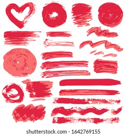 Collection of ink, brush strokes, brushes, lines, grungy. Dirty elements of decoration, boxes, frames