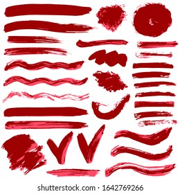 Collection of ink, brush strokes, brushes, lines, grungy. Dirty elements of decoration, boxes, frames
