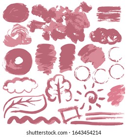 Collection of ink, brush strokes, brushes, lines, grungy. Dirty elements of decoration, boxes, frames