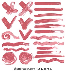 Collection of ink, brush strokes, brushes, lines, grungy. Dirty elements of decoration, boxes, frames