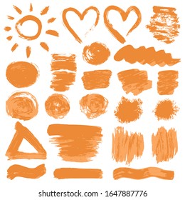 Collection of ink, brush strokes, brushes, lines, grungy. Dirty elements of decoration, boxes, frames