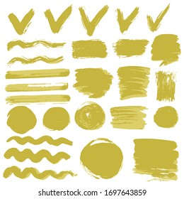 Collection of ink, brush strokes, brushes, lines, grungy. Dirty elements of decoration, boxes, frames
