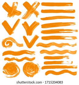 Collection of ink, brush strokes, brushes, lines, grungy. Dirty elements of decoration, boxes, frames