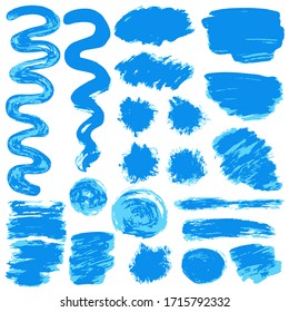 Colección de tinta, pinceladas, cepillos, líneas, gruñido. Elementos sucios de decoración, cuadros, marcos