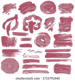 Colección de tinta, pinceladas, cepillos, líneas, gruñido. Elementos sucios de decoración, cuadros, marcos