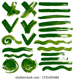Collection of ink, brush strokes, brushes, lines, grungy. Dirty elements of decoration, boxes, frames