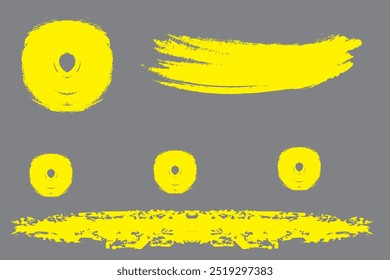 Collection of ink Brush Strokes. Set of vector Grunge Brushes. Dirty textures of banners, boxes, frames and design elements. Painted objects Isolated on white background