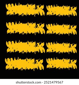 Collection of ink Brush Strokes. Set of vector Grunge Brushes. Dirty textures of banners, boxes, frames and design elements. Painted objects Isolated on black background 