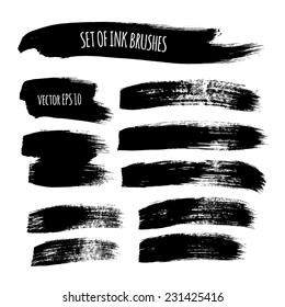 Collection of ink brushes/ black banners. Vector illustration