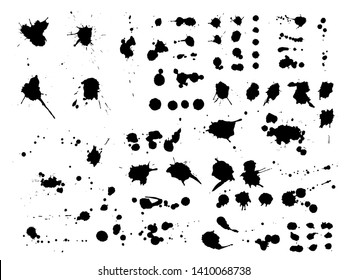 Collection of ink drops. Set of black paint splashes. Vector illustration 