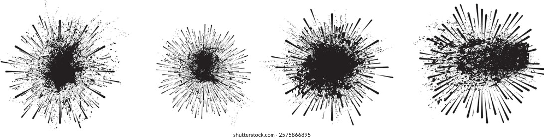 Collection of ink splashes for speckle effect .Set of Black Spray Blot of Ink. Place blobs, stains and splats in this pack over any object to create grunge effect .Spray paint drips .abstract vector.