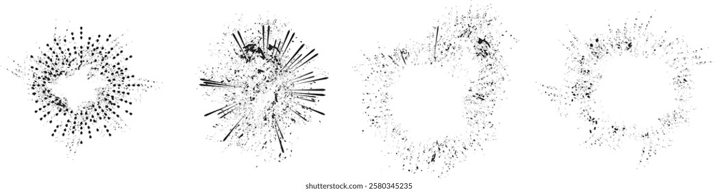 Collection of ink splashes for speckle effect .Set of Black Spray Blot of Ink. Place blobs, stains and splats in this pack over any object to create grunge effect .Spray paint drips .abstract vector.