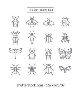 collection of insect line icons