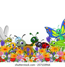 collection of insects in the flower garden