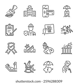 Collection of Insurance Claim Linear Icons 

