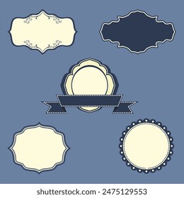 collection of intage typography design elements. Labels and badges, retro ribbons, luxury ornate logo symbols, calligraphy. vector.