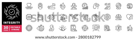 Collection of integrity and ethics icons representing trust and values