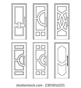 Collection interior doors, Technical Drawing. Classic interior doors - simple sketch for your design. vector illustration. icon door.