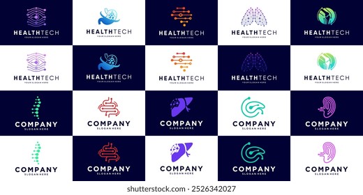 collection of internal organ health logo, treatment, digital consultation, vector graphic illustration.