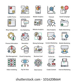 Collection of Internet and Digital Marketing Lined Icons