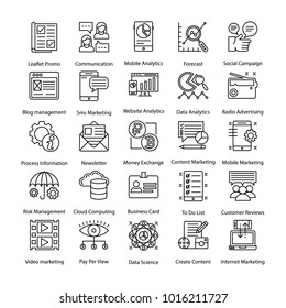 Collection of Internet and Digital Marketing Lined Icons
