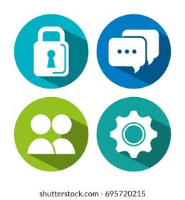 collection internet icons on round web buttons
