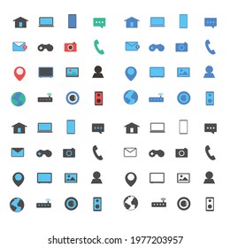 Collection of internet icons,communication icons,simple social icons on white background 