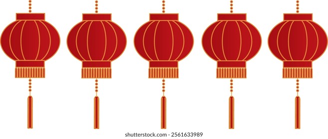 Collection into one vector illustration of Chinese New Year lanterns, vector supporting elements