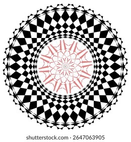 Uma coleção de intrincados padrões geométricos circulares em preto e branco, Cada design apresenta simetria radial única e formas alternadas, criando um efeito visual impressionante.