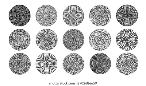 A collection of intricate circular patterns with detailed geometric designs.