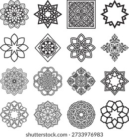 Collection of intricate mandala designs and patterns for art and decoration various shapes