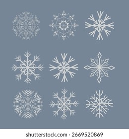 Una colección de intrincados diseños de copos de nieve en varias Formas y patrones
