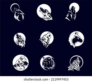 collection of intro style wolf logos