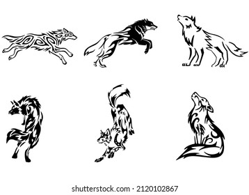 colección de logotipos de lobos de estilo intro