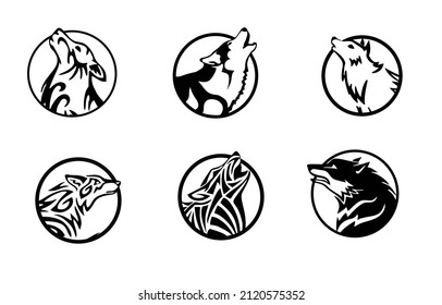 colección de logotipos de lobos de estilo intro